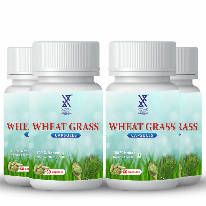 Xovak Organic Wheat Grass Capsules Rich in phytonutrients, Body Detox, Aids Digestion, Stress Relief, Boosts Immunity and Weight Control
