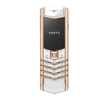 VERTU Signature White Red Gold With Diamond Ceramic Luxury Keypad Phone