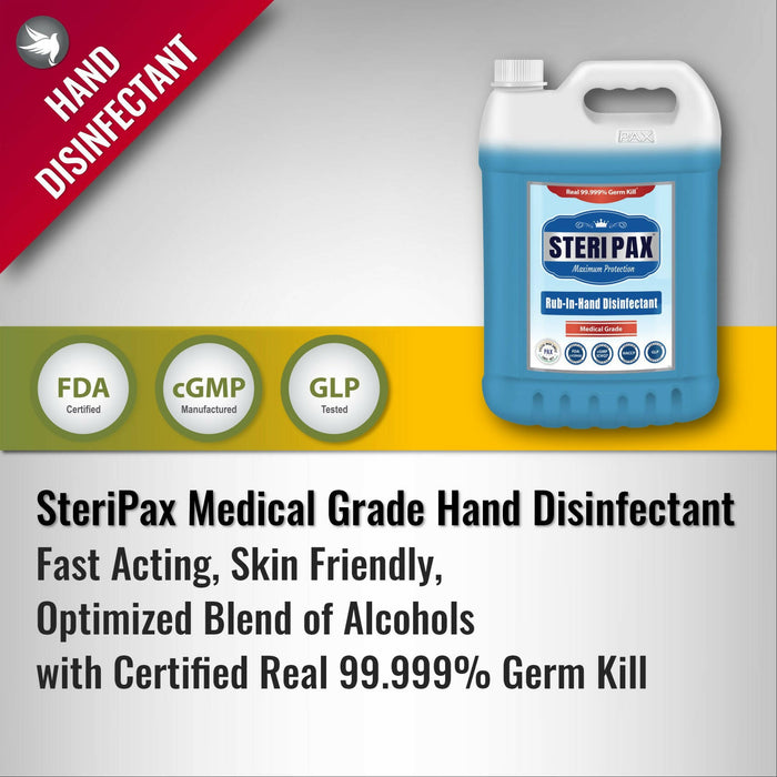 SteriPax Medical Grade Maximum Protection Rub-In Hand Disinfectant, 5L