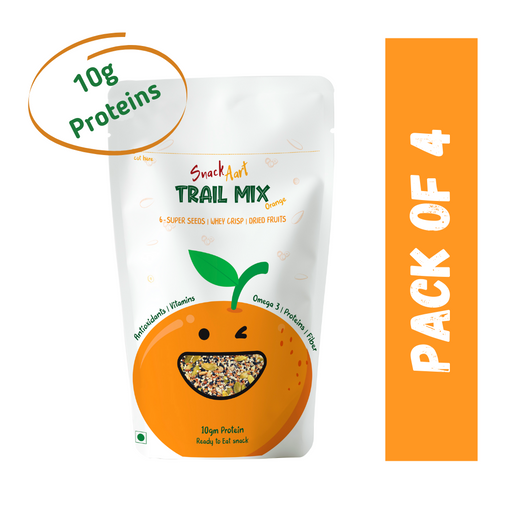 Snack Aart Trail mix - Orange| 6 Super Seed, whey Protein, Dried fruit | High Protein Healthy Snacks | Pack of 4 - Local Option