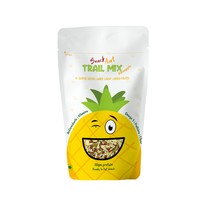 Snack Aart Trail mix - Pineapple| 6 Super Seed, whey Protein, Dried fruit | High Protein Healthy Snacks | Pack of 4 - Local Option