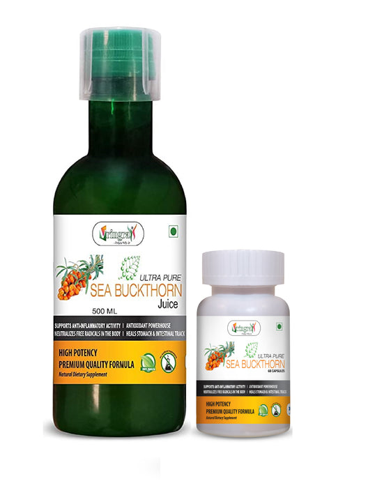 Vringra Sea Buckthorn Capsules & Sea buckthorn Juice - Immunity Booster Juice & Capsules (Combo)