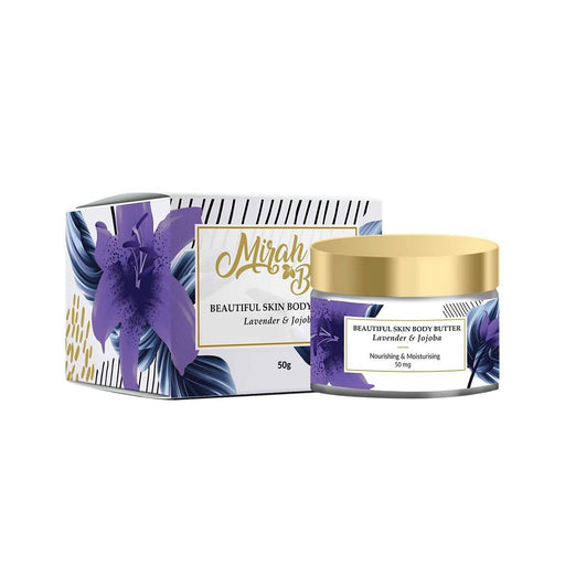 Mirah Belle - Organic Lavender, Jojoba Beautiful Skin Body Butter - Dry and Acne Prone Skin - Vegan, Natural, Cruelty Free 50gm - Local Option