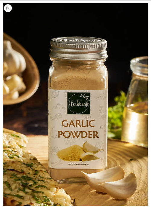 Herbkraft - Garlic Powder 55 GM Pack of 1 | Fresh & Natural Herbs & Seasonings | Dry Leaves | Grocery - Masala - Spices | Podi - Mayo - Ketchup - Sauces - Gravy - Chutney | No Added Colour & Flavour