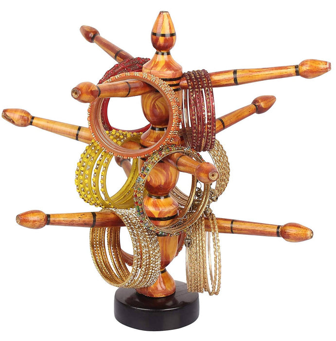 Desi Karigar® Handmade Colored Wooden Bangle Holder Tree Shape Jewellery Stand For Women