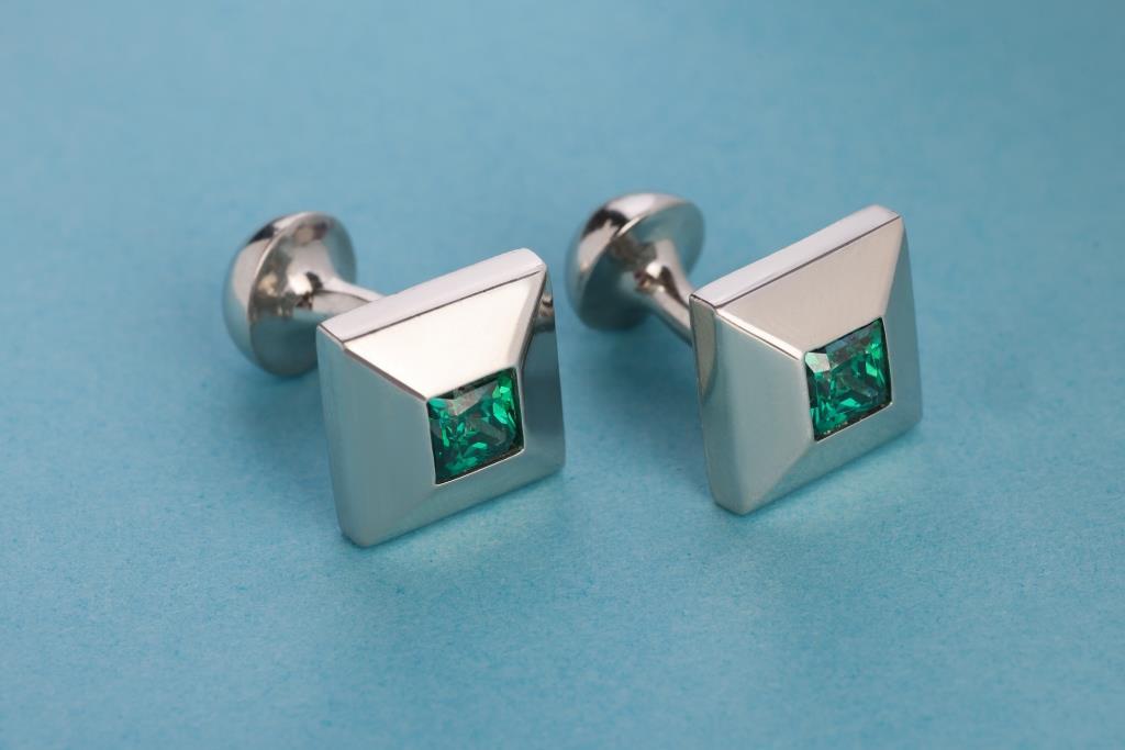 VISHWA Sterling Silver Cufflinks Swarovski Stones for Men’s Gift Corporate Gift - Local Option