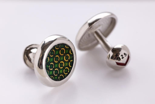 VISHWA Sterling Silver Green Enamel with Golden Accents for Mens’ - Local Option