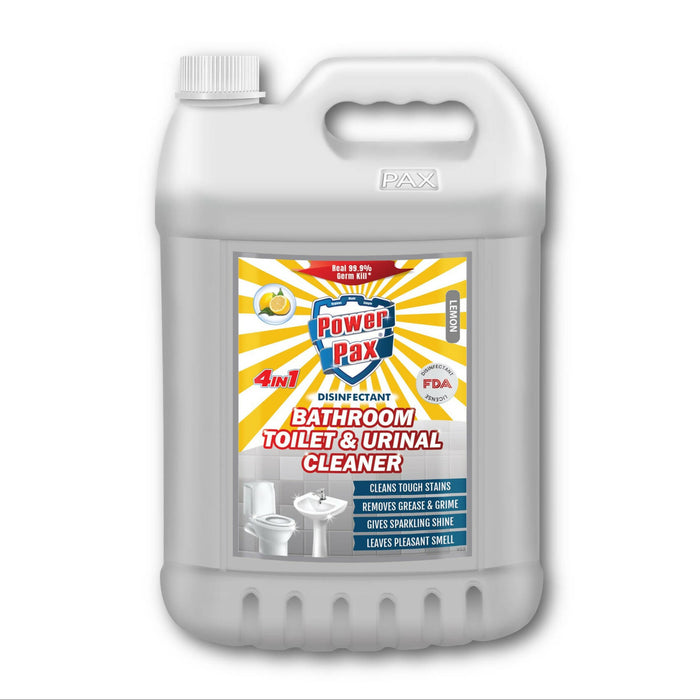 PowerPax Bathroom & Toilet Bleach Cleaner Concentrate with 99.9% Germ Kill Disinfectant Sanitizer Action (Lemon), 5L