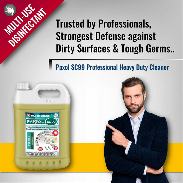 Paxol SC99 Professional Heavy Duty Total Protection Disinfectant Sanitizer Cleaner Concentrate (Citrus), 5L