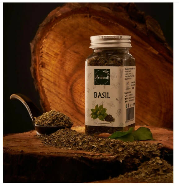Herbkraft - Basil 19 GM Pack of 1 | Fresh and Natural Herbs and Seasonings | Dry Leaves | Grocery - Masala - Spices | Vegetable Stir Fry - Pizza - Pasta | No Added Colour and Flavour