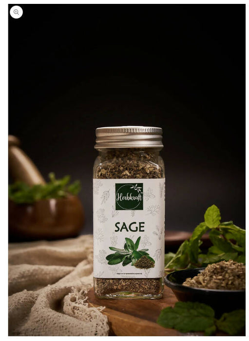 Herbkraft - Sage 22 GM Pack of 1 | Fresh and Natural Herbs and Seasonings | Dry Leaves | Grocery - Masala - Spices | Vegetable Stir Fry - Pesto | Mint - Eucalyptus - Lemon | No Added Colour & Flavour