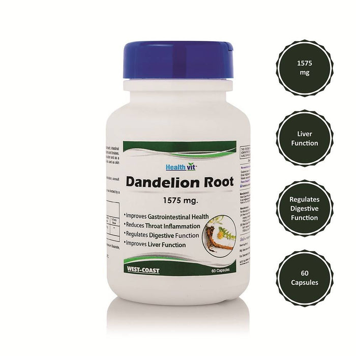 Healthvit Dandelion Root 1575 mg, 60 Capsules| For Improve Digestion, Immune System, Anti-inflammatory & Antioxidant - Local Option