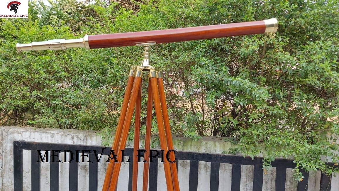 Floor Standing Brass/Wood Harbor Master Telescope 64"