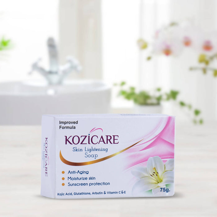 Kozicare Skin Lightening Soap with Kojic Acid, Glutathione, Arbutin, Vitamin C & E - 75g (Pack of 3)