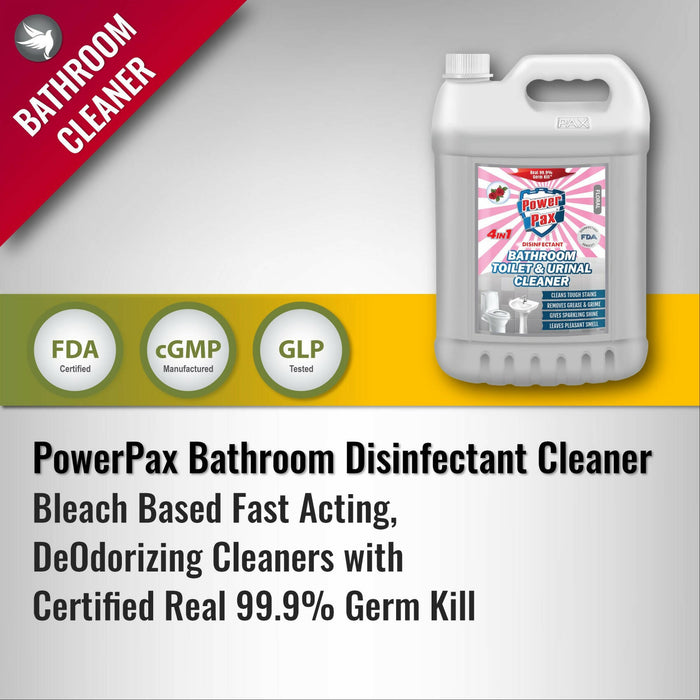 PowerPax Bathroom & Toilet Bleach Cleaner Concentrate with 99.9% Germ Kill Disinfectant Sanitizer Action (Floral), 5L