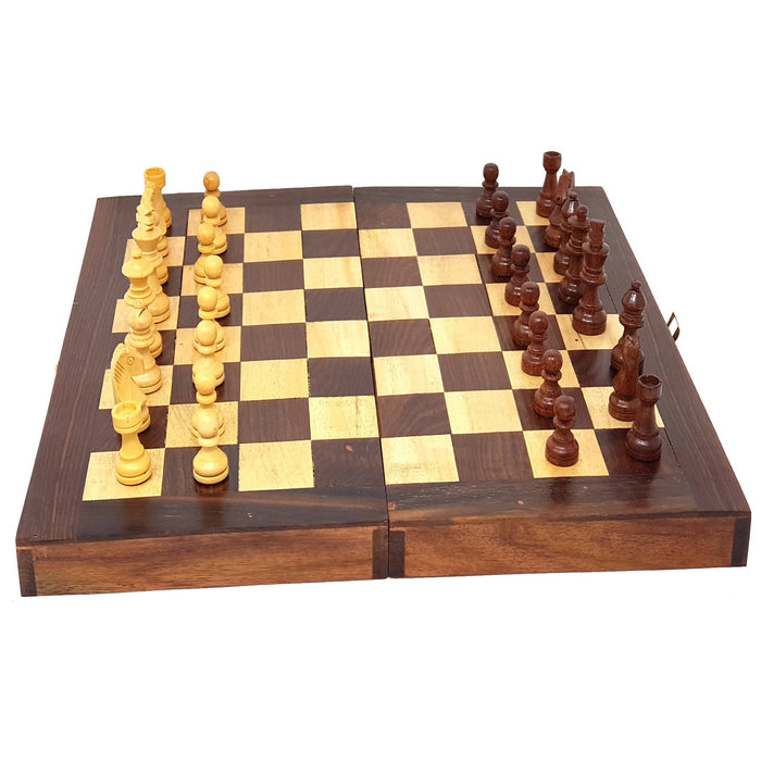 Desi Karigar® Collectible Folding Wooden Chess Game Board Set 12 inches with Magnetic Crafted Pieces