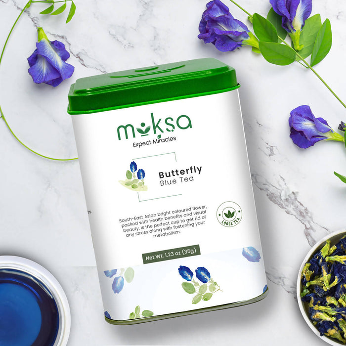 Moksa Blue Pea Butterfly Flowers- Caffeine Free Herbal Tea- 35gm