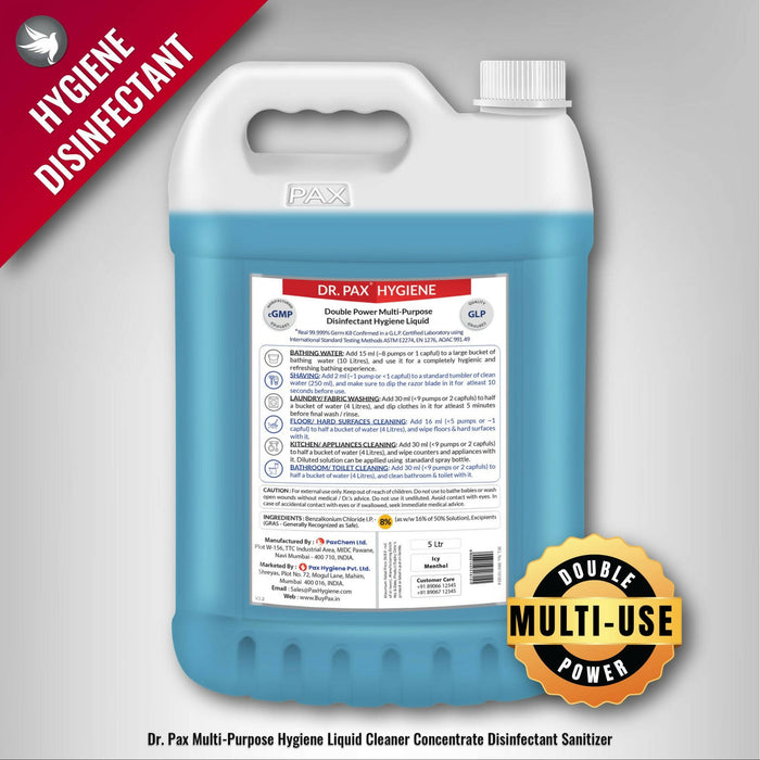 Dr. Pax Double Power Multipurpose Disinfectant Hygiene Liquid (Icy Menthol), 5L