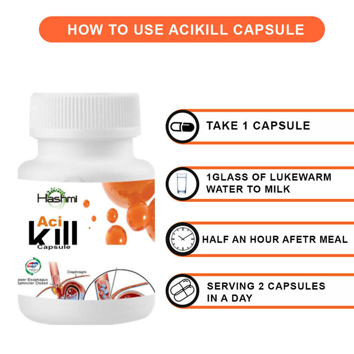 AciKill Capsule 20 Capsule Relieves pain and acid burning 100% Ayurvedic Medicine