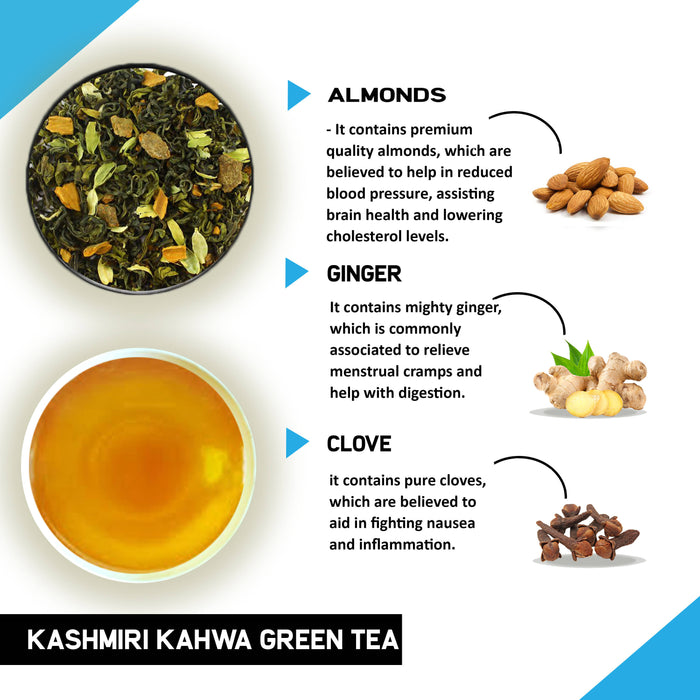 Kashmiri Kahwa Green Tea - Helps in Weight Loss, Immunity, Digestion,