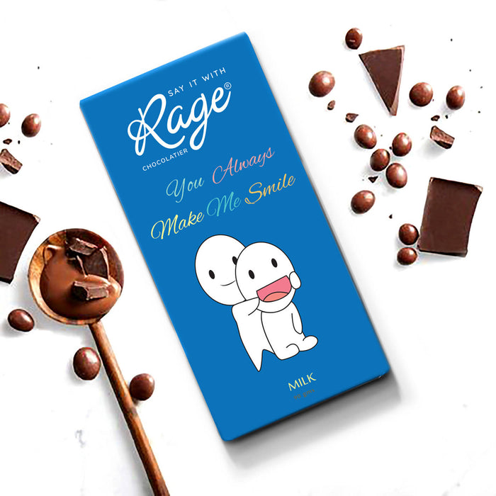 Rage You can Always Make me Smile, Milk Chocolate Bar, 90 gm - Local Option