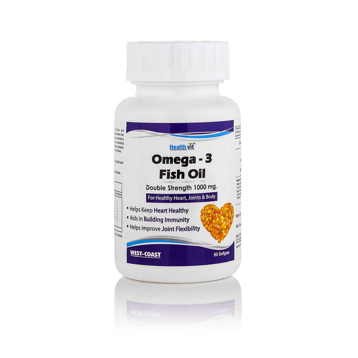 Healthvit Omega-3 Fish Oil 1000mg Double Strength 160mg EPA 120mg 60 Capsules - Local Option
