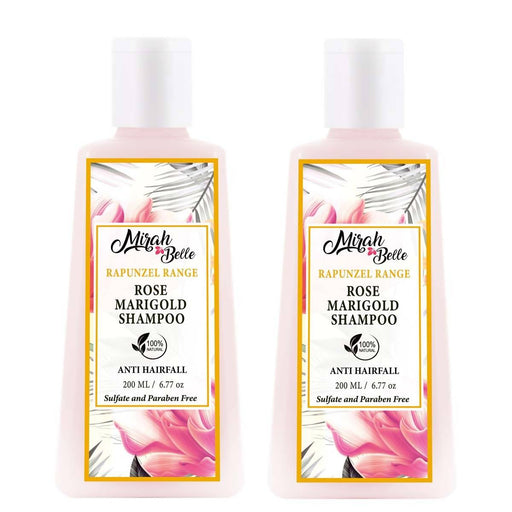 Mirah Belle - Organic & Natural - Rose Marigold Anti - Hair Fall Shampoo (Pack of 2 - 200 ml) - Sulfate & Paraben Free, 400 ml - Local Option